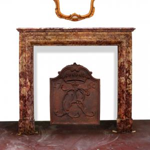 Antique marble fireplace, 129x116 cm high. 19th century.